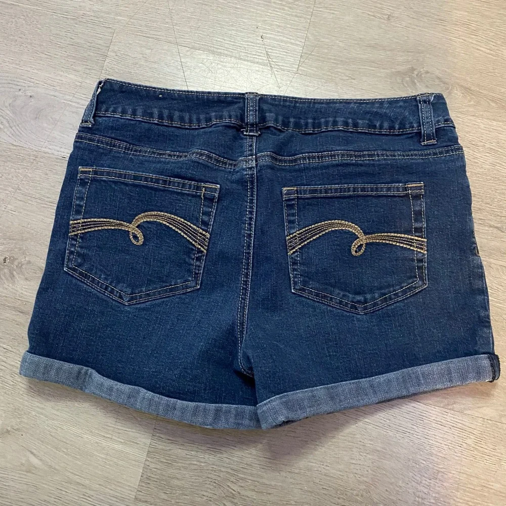 Justice‎ Denim Shorts Girls 14 Plus Dark Wash Cuffed Stretch Five Pocket